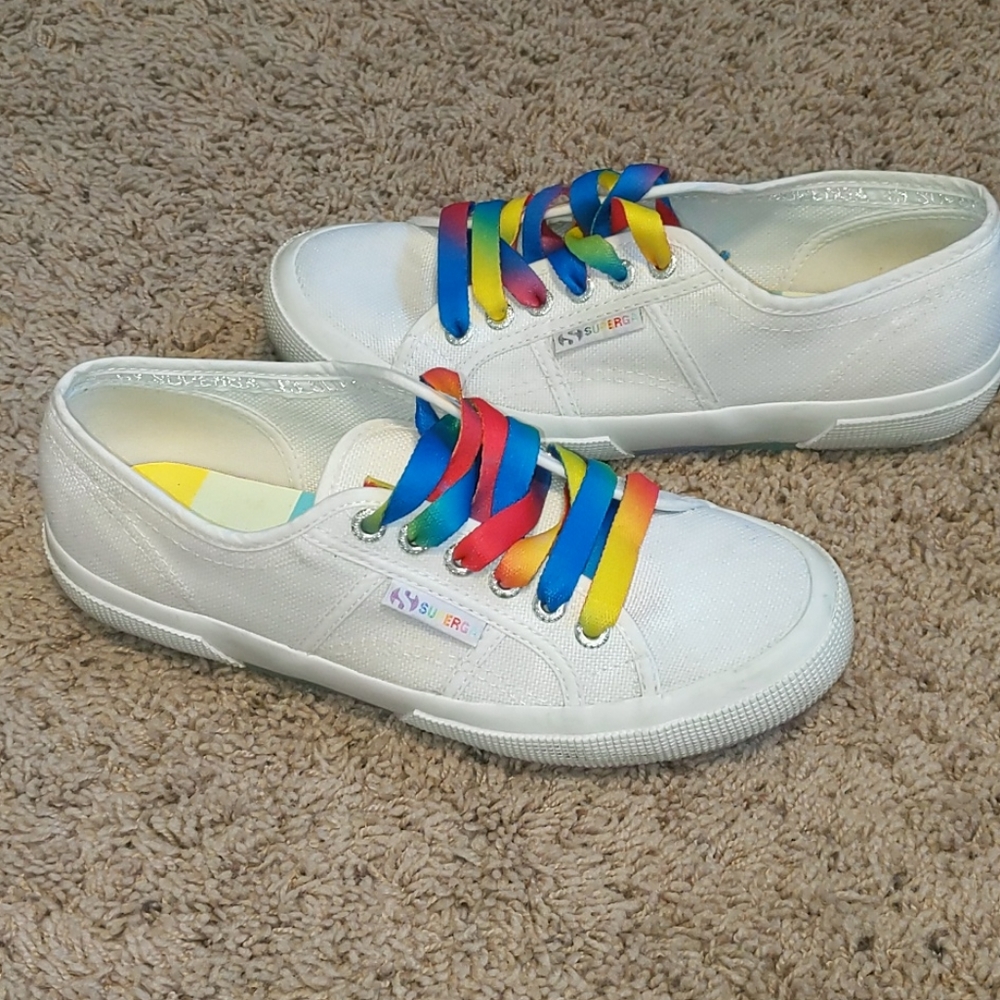 Superga White Rainbow Sneakers 39/8